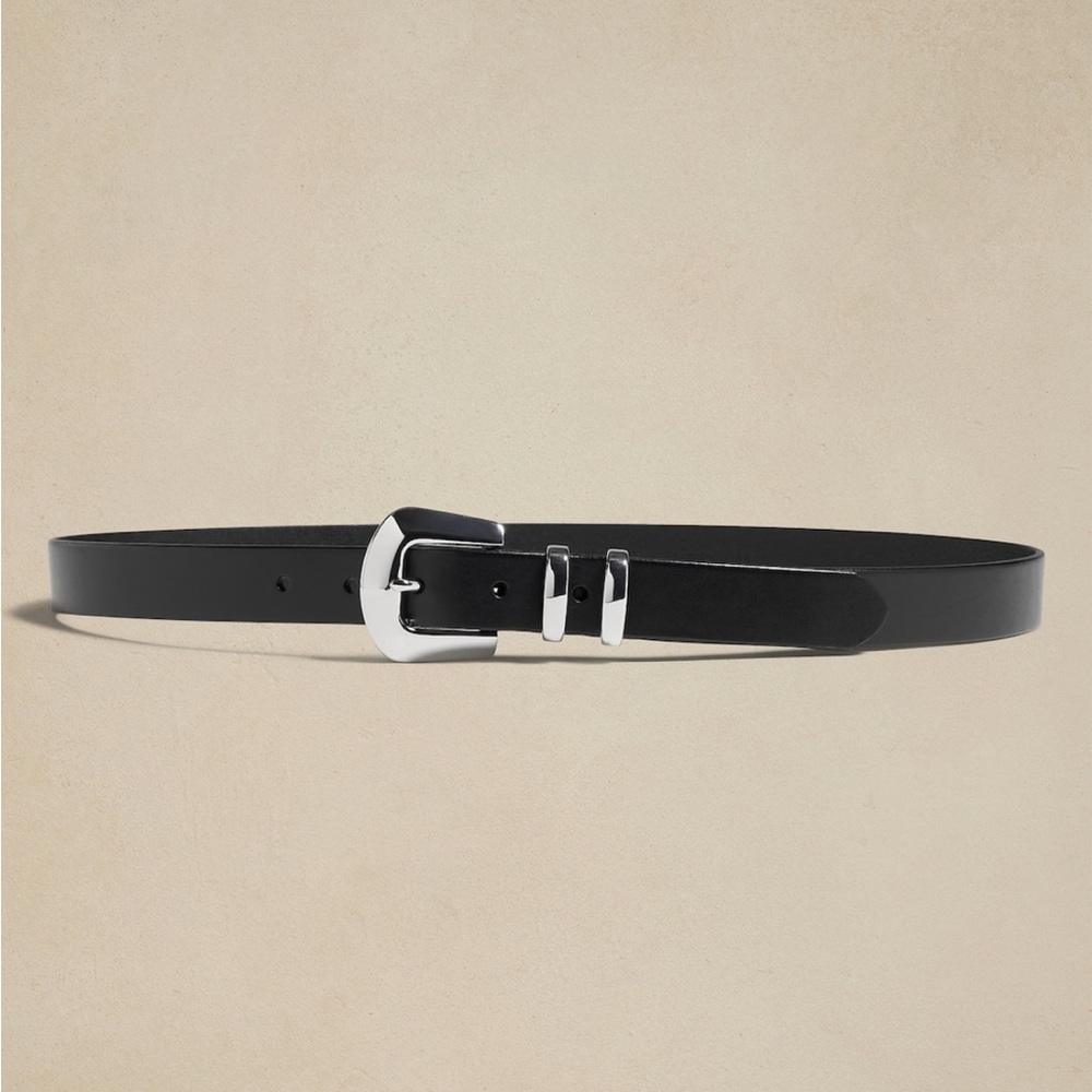Banana Republic Angola Leather Belt (NWT) Black/Silver